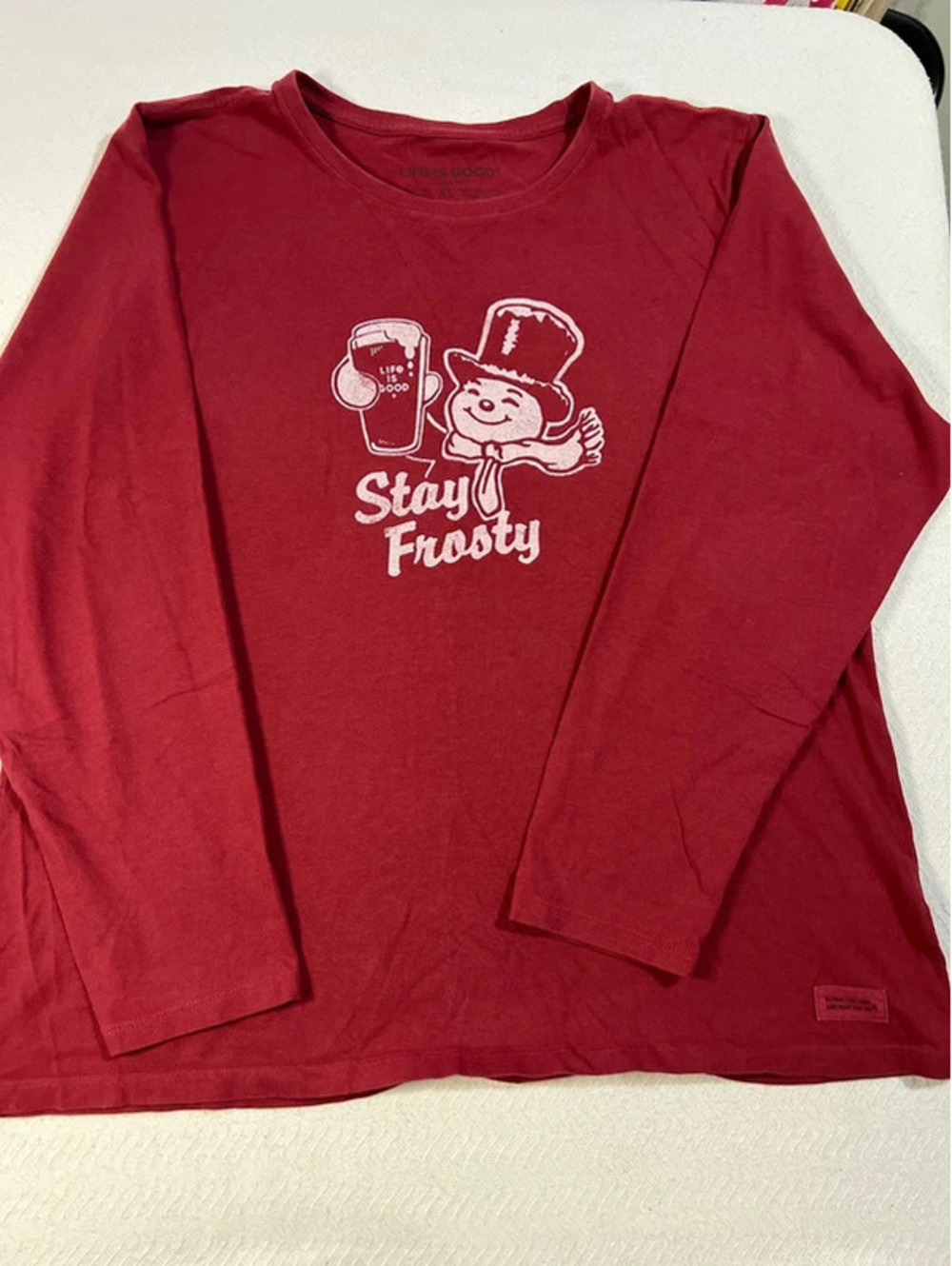 Life is Good Stay Frosty Red Long Sleeve T-Shirt XL